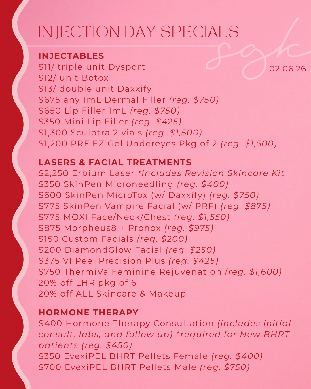 2026 Injection Day Specials